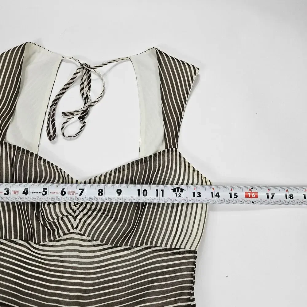Silk Midi Dress Minimalist Striped Banana Republic - Size 0 - Picture 7 of 8